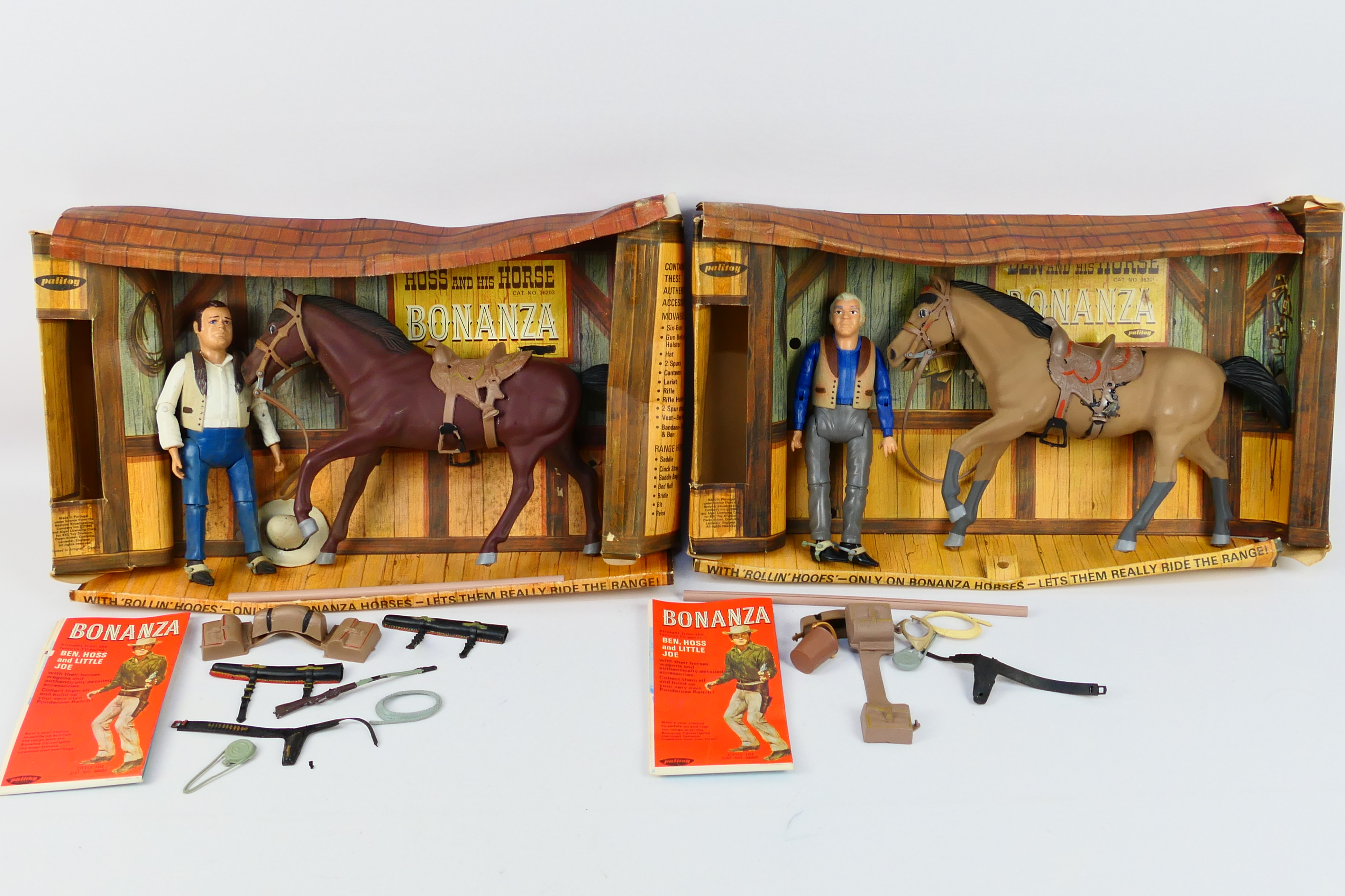 Palitoy - Bonanza - 2 x boxed sets, Ben And His Horse # 36201 and Hoss And His Horse # 36203.