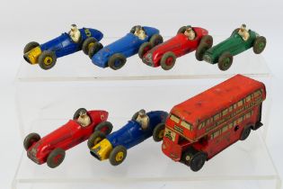 Dinky - Wells Brimtoy - A clockwork Wells Brimtoy Pocketoy bus and 6 x Dinky racing cars,