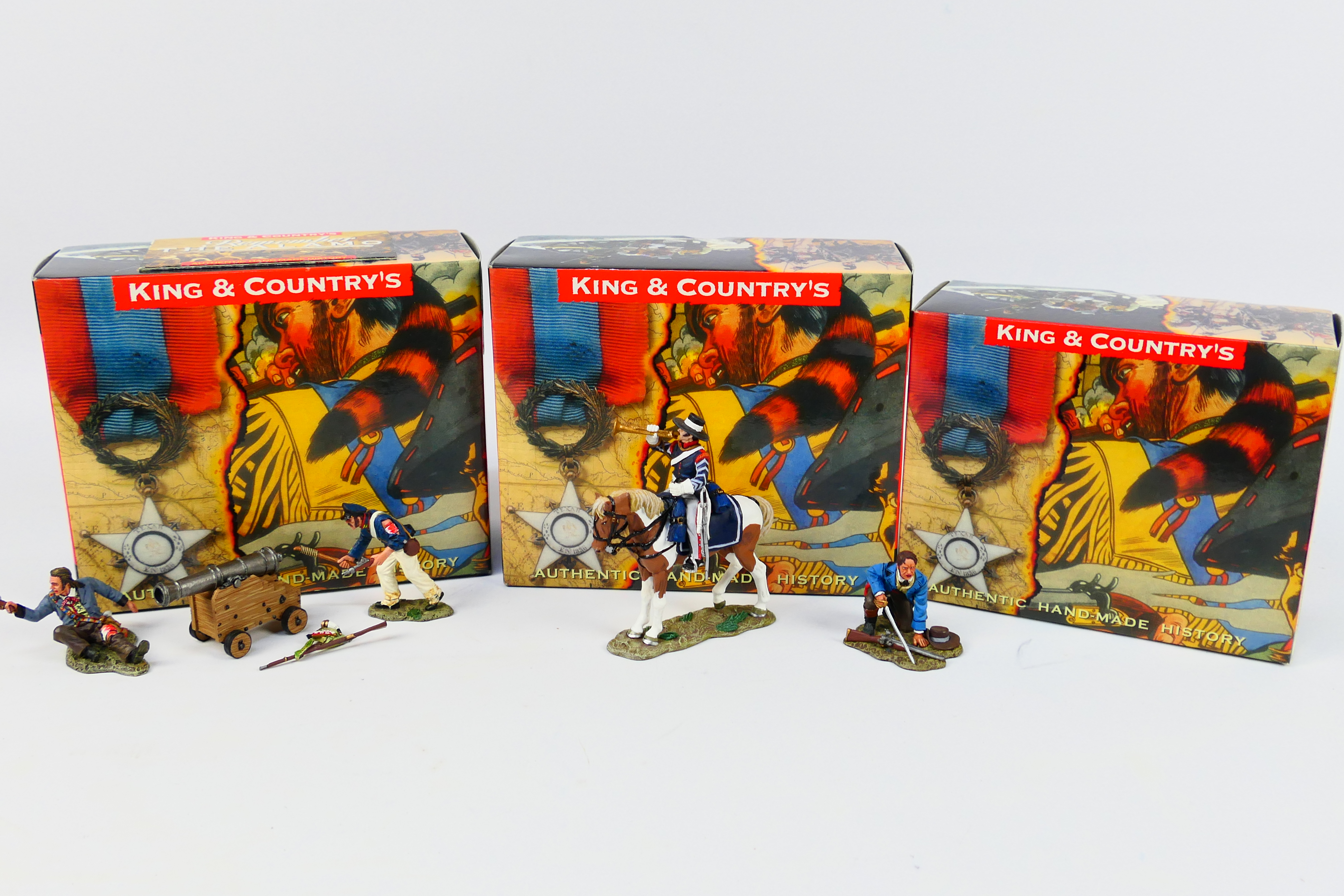 King and Country - Three boxed figures from the King and Country 'Remember The Alamo' series.