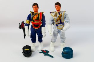 Palitoy - Action Man - 2 x vintage dark flock haired Eagle Eye figures,