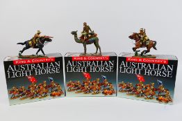 King and Country - Three boxed figures from the King and Country 'Australian Light Horse' series.