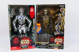 Hasbro - Star Wars - A pair of Star Wars twelve inch figures from episode one which include C-3PO