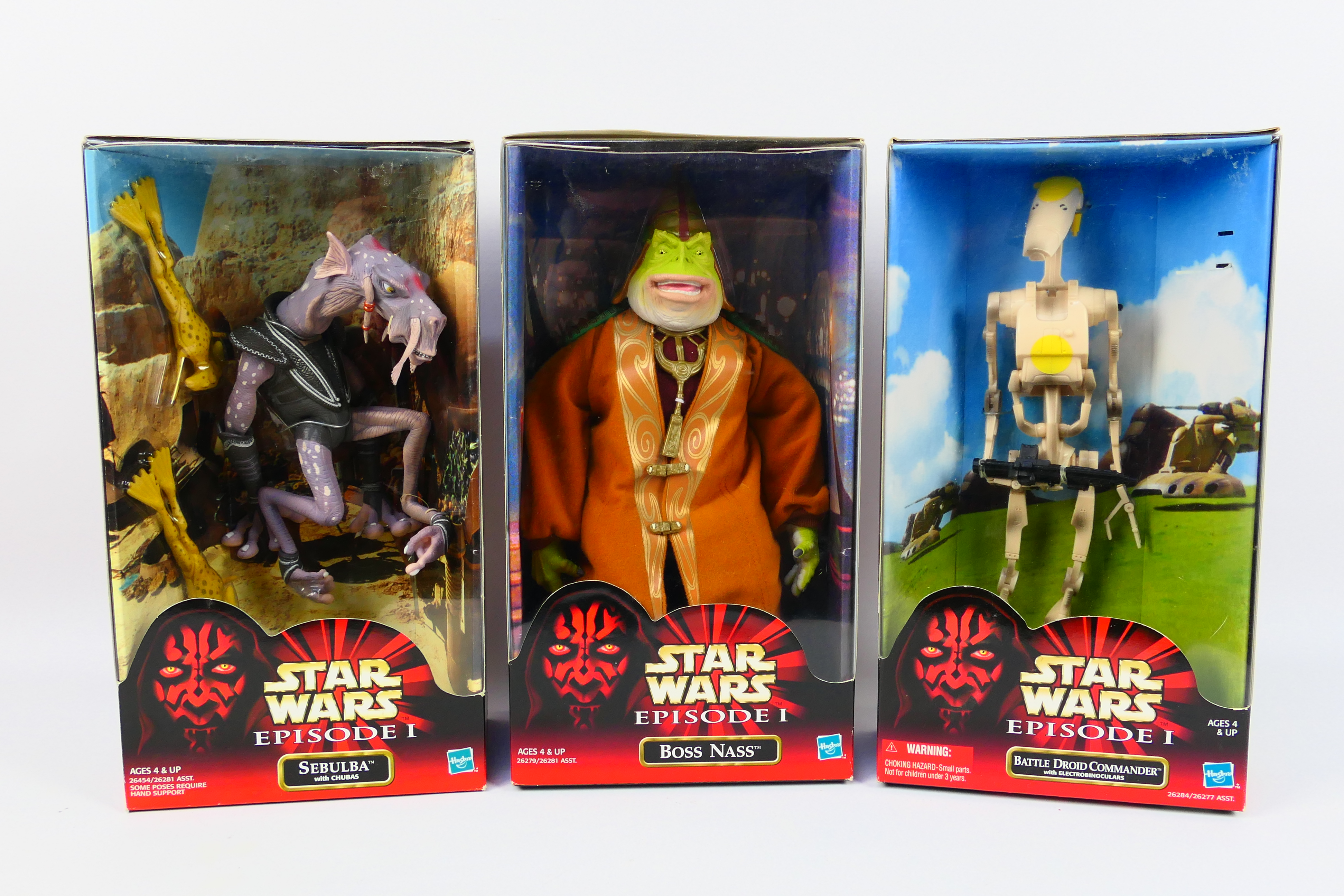 Hasbro - Star Wars - Three Star Wars twelve inch figures from episode one which include Boss Nass,