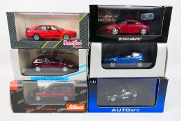 Minichamps - Schuco - AutoArt - Detail Cars - Six boxed diecast 1:43 scale model vehicles.