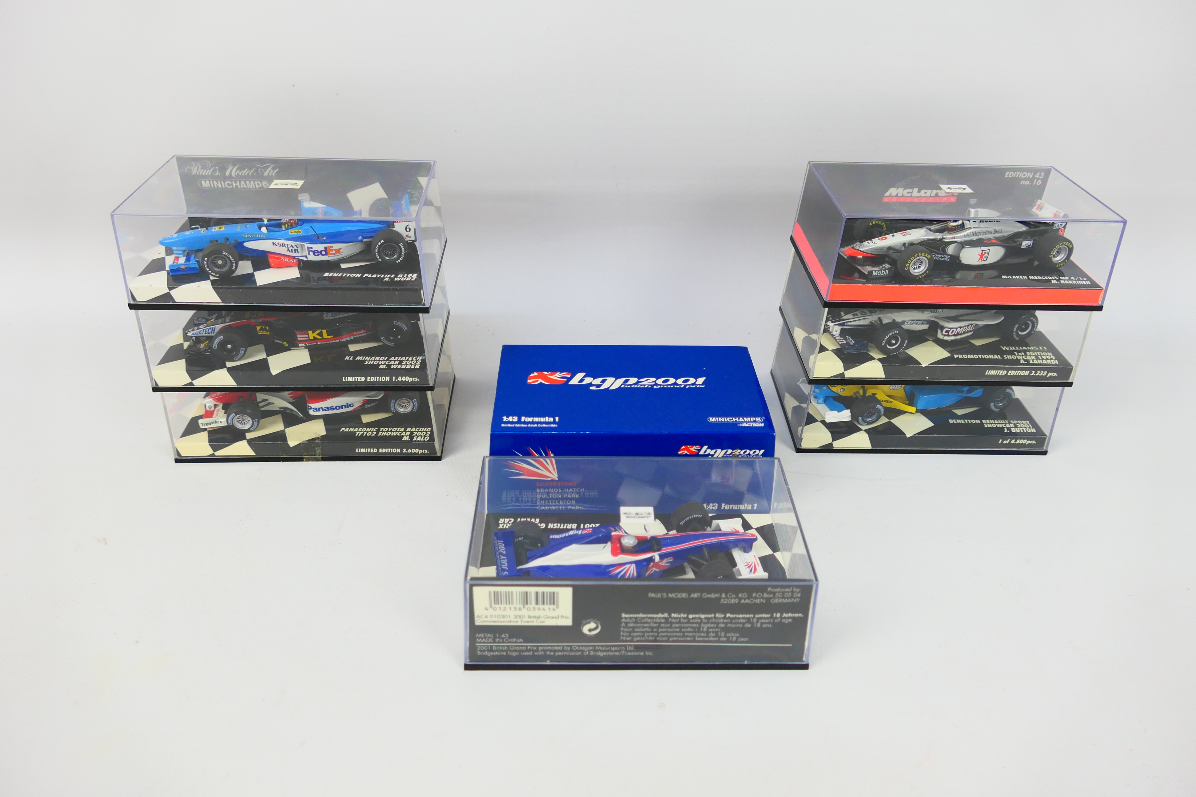 Minichamps - Seven boxed 1:43 scale diecast F1 racing cars from Minichamps. - Image 2 of 8