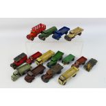 Dinky - A fleet of unboxed trucks including early lorry # 22c, Austin lorry # 30s,