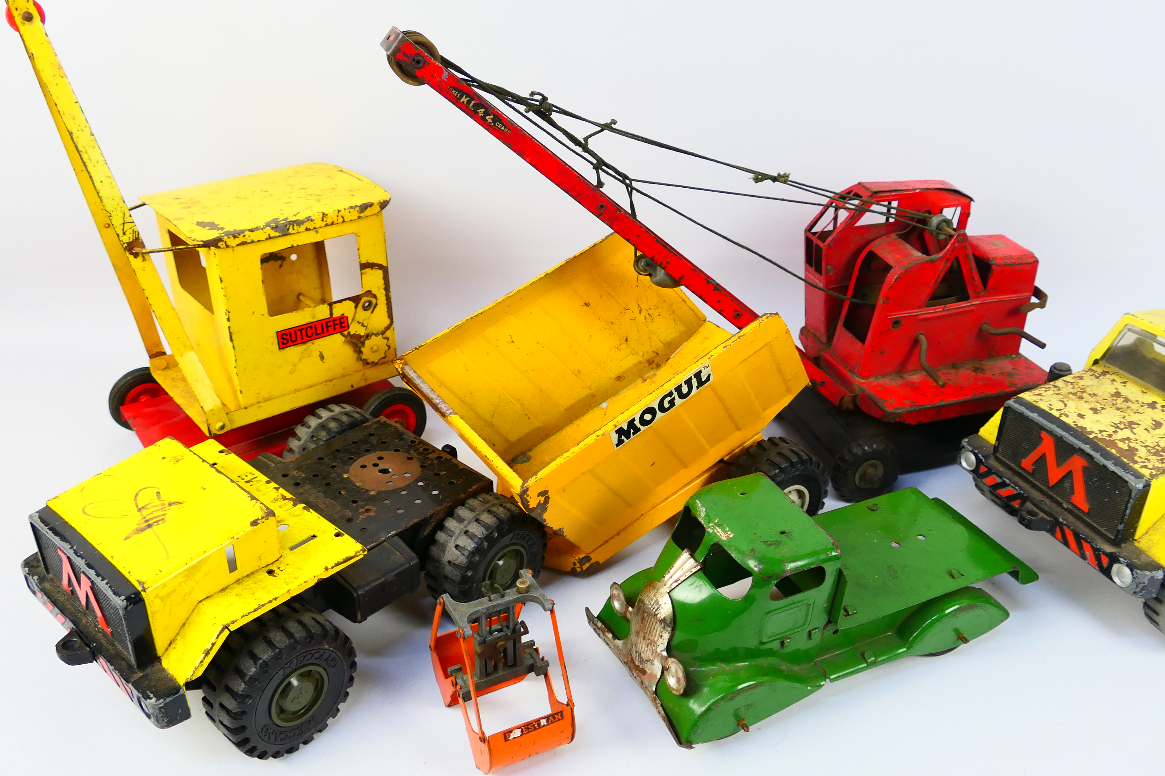 Meccano - Tri-ang - Sutcliffe - A group of pressed metal toys including 2 x Mogul trucks, - Image 6 of 8