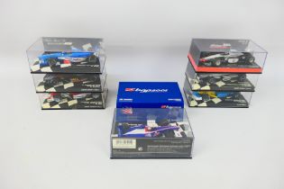 Minichamps - Seven boxed 1:43 scale diecast F1 racing cars from Minichamps.