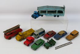 Dinky - A group of unboxed vehicles including Bedford Pullmore car transporter # 982,