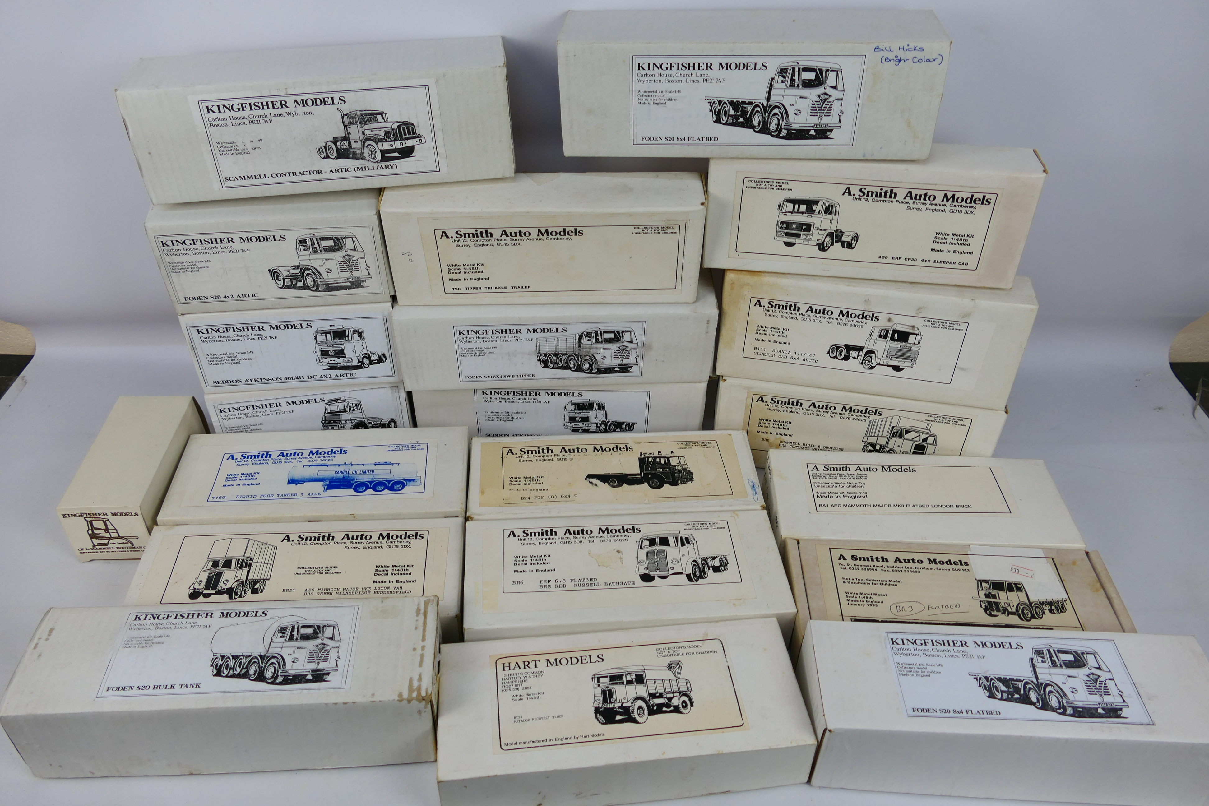 Kingfisher Models - Alan Smith Models - A group of 21 EMPTY Boxes for various white metal