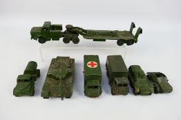 Dinky - A collection of unboxed military vehicles including Mighty Antar tank transporter # 660,