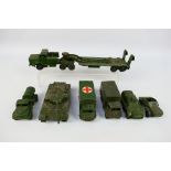 Dinky - A collection of unboxed military vehicles including Mighty Antar tank transporter # 660,