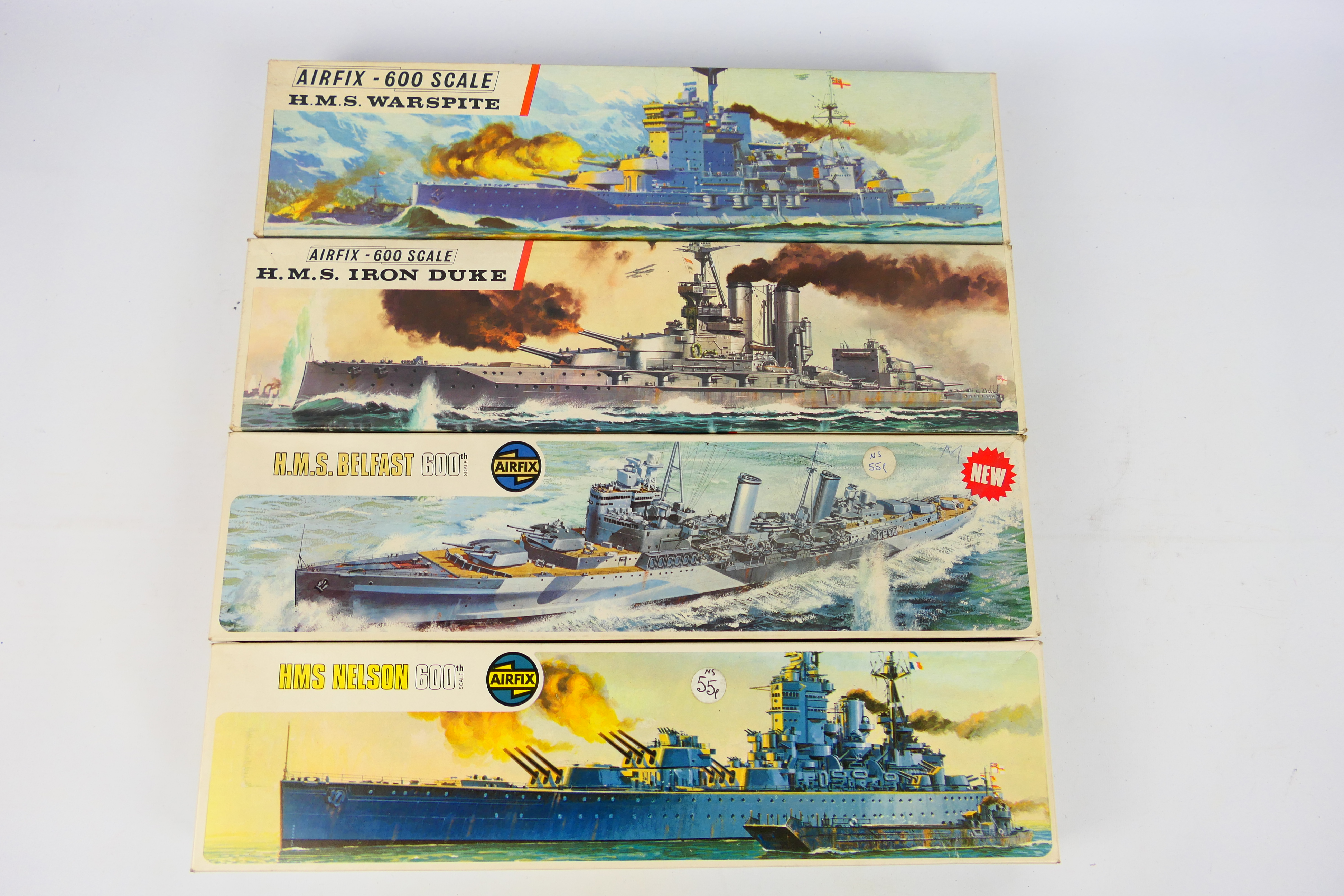 Airfix - 4 x boxed vintage model ship kits in 1:600 scale, HMS Warspite # F405S, - Image 2 of 4