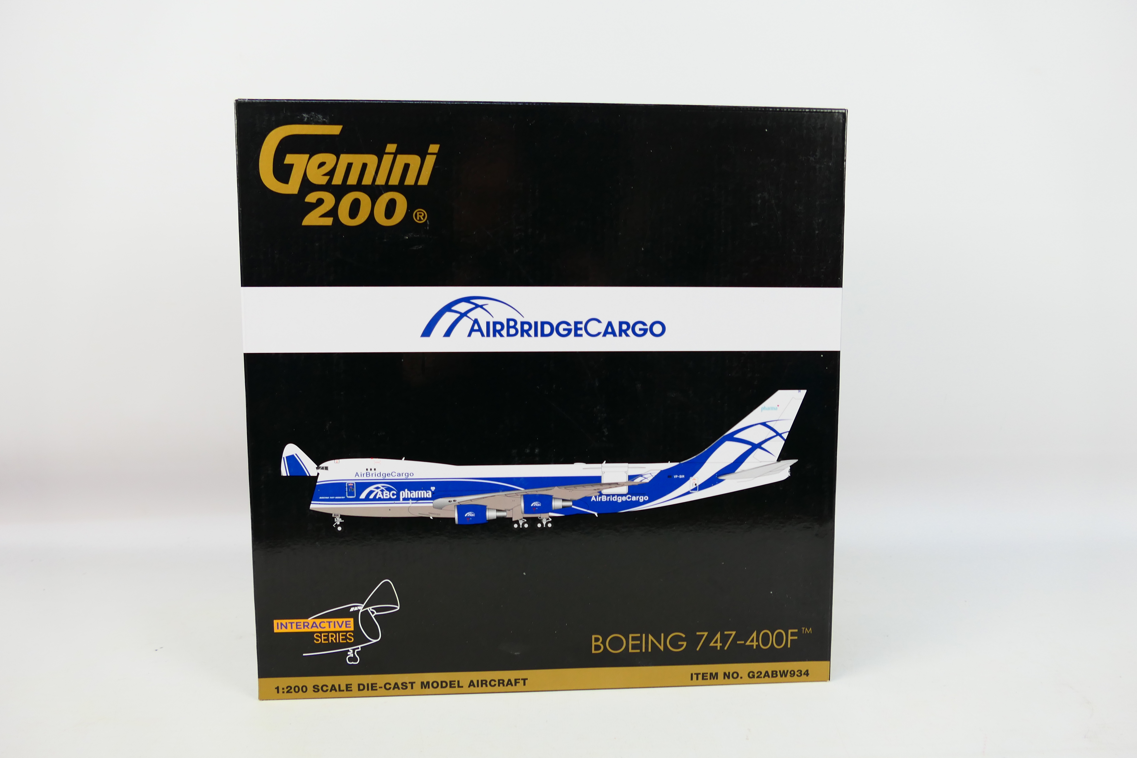 Gemini 200 - A boxed 1:200 scale Boeing 747-400F Air Bridge Cargo model in ABC Pharma livery # - Image 2 of 4