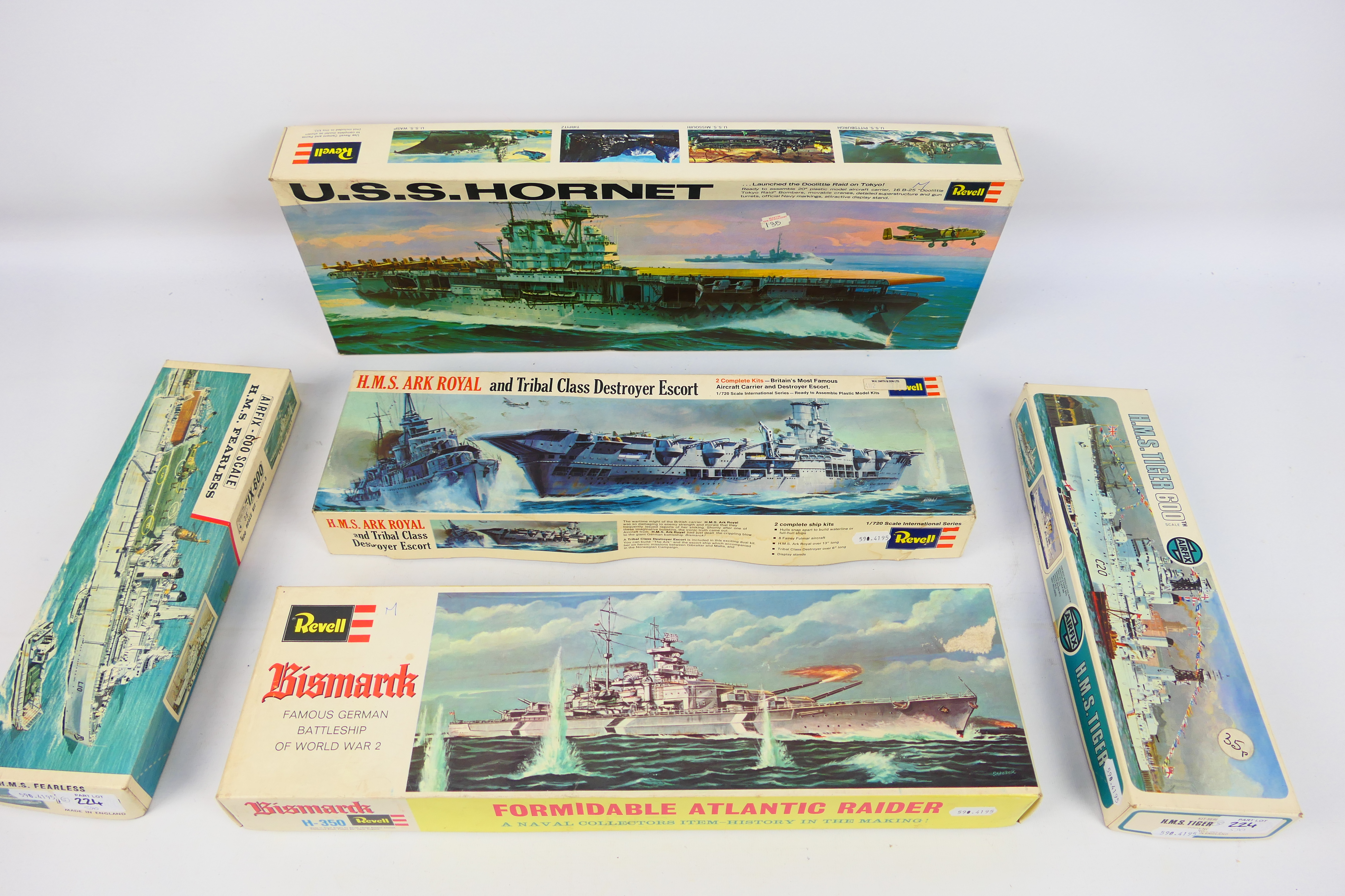 Airfix - Revell - A group of vintage model kits, HMS Tiger in 1:600 scale # 03201-0,