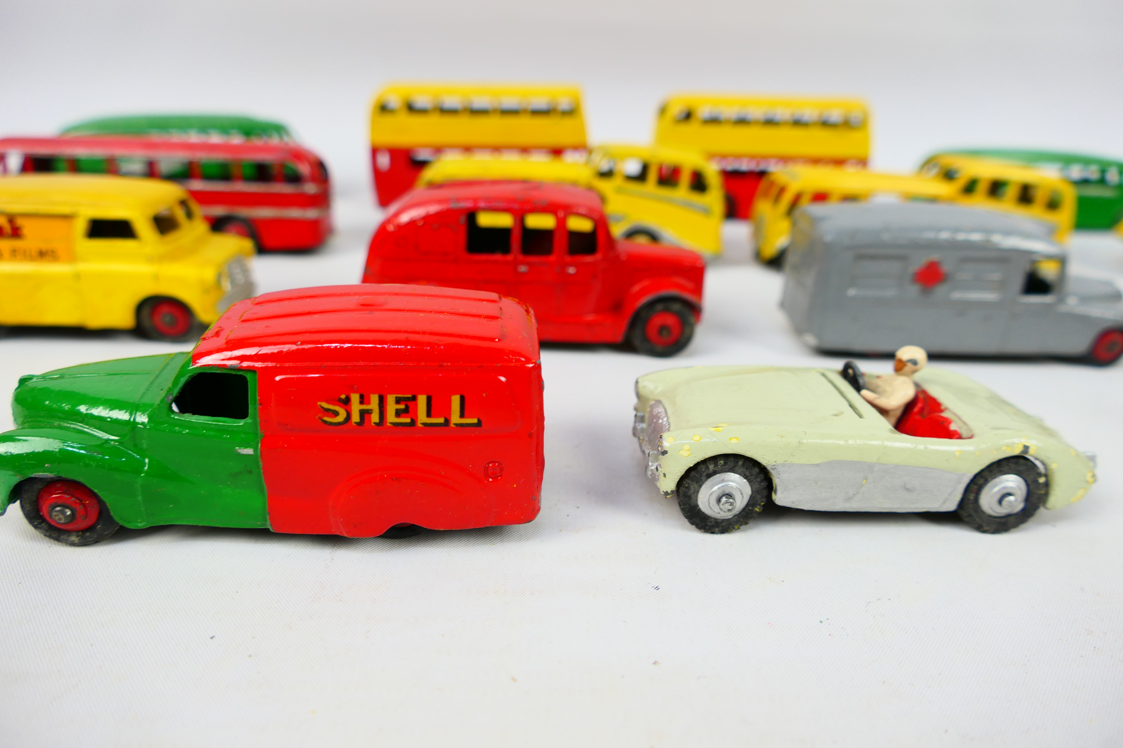 Dinky Toys - A group of repainted Dinky Toys including #109 Austin Healey; #480 Bedford Van; - Image 6 of 20