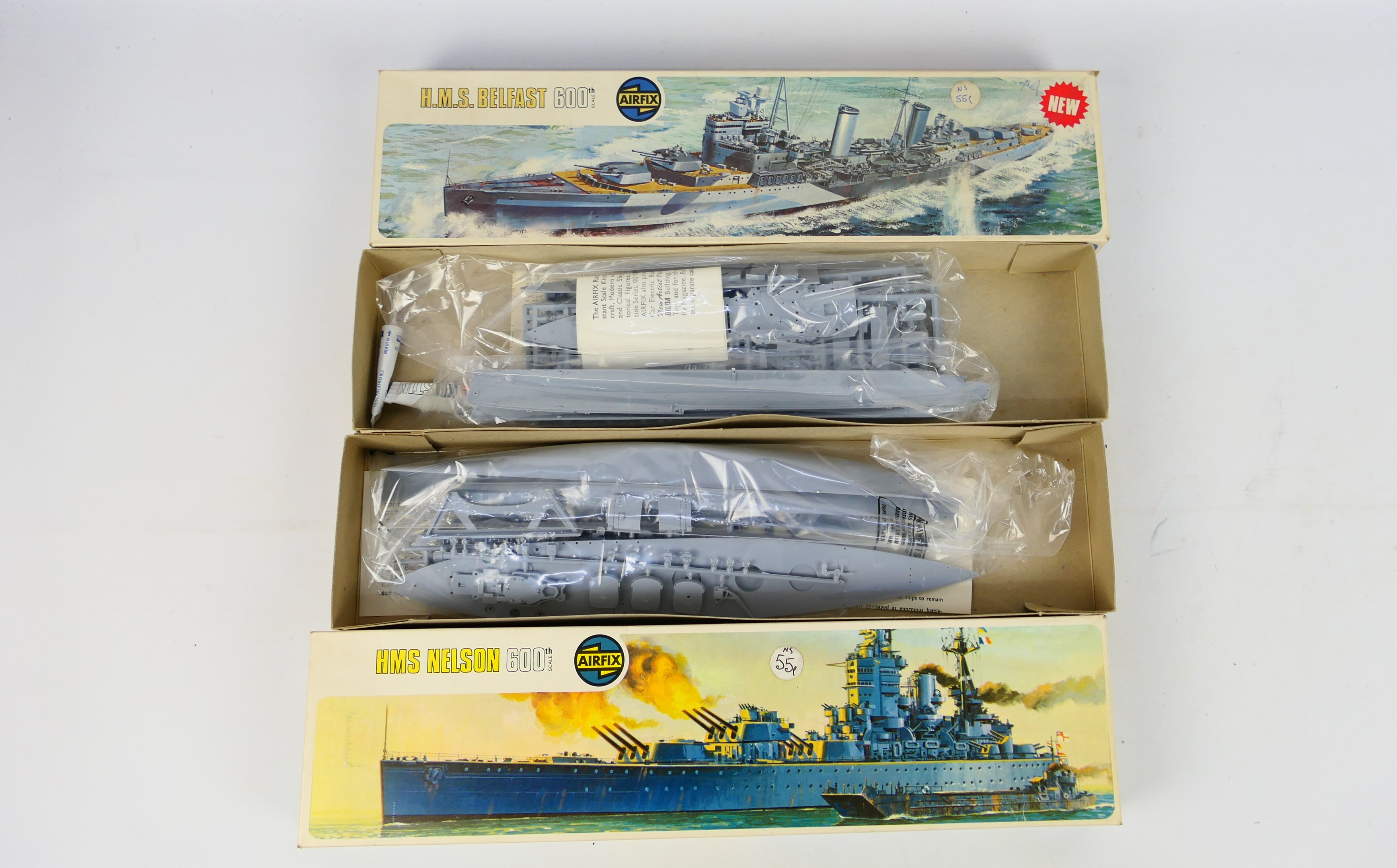 Airfix - 4 x boxed vintage model ship kits in 1:600 scale, HMS Warspite # F405S, - Image 4 of 4