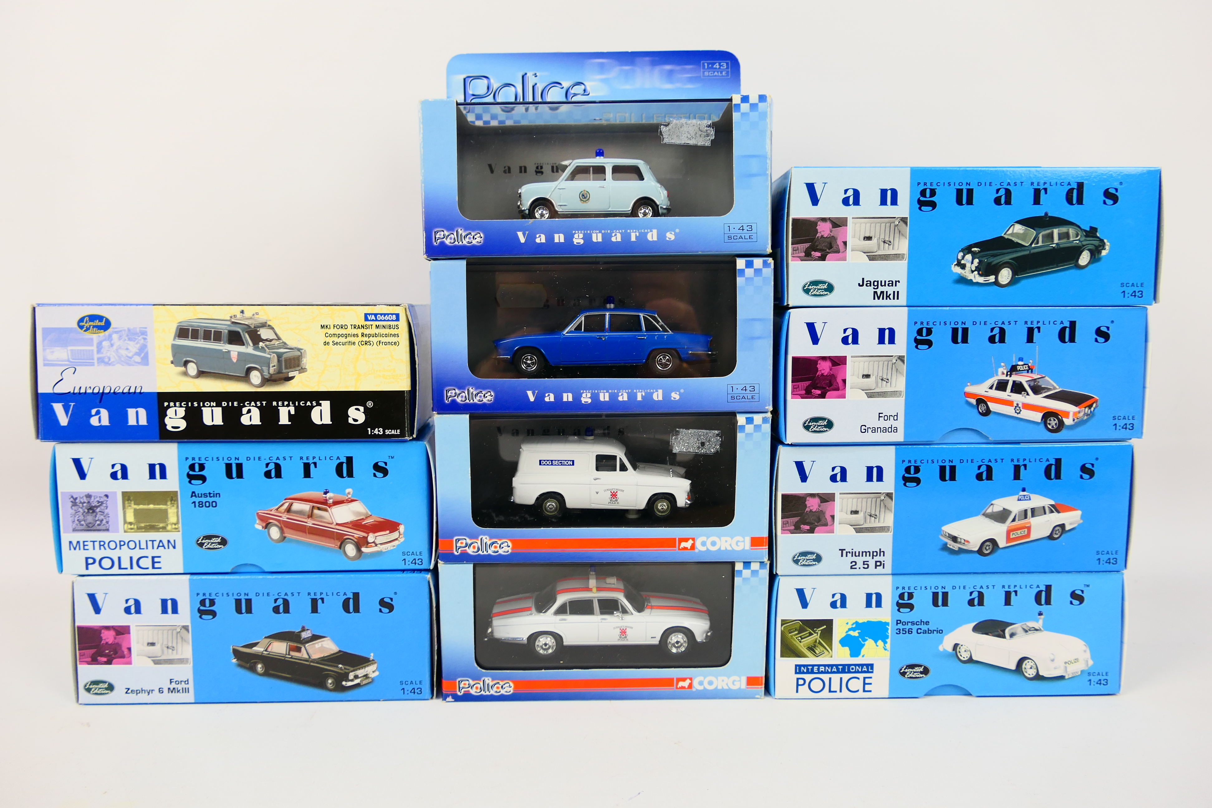 Vanguards - 11 boxed diecast 'Police' vehicles from Vanguards.