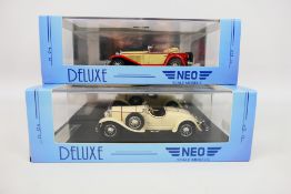 Neo - 2 x boxed Mercedes models in resin in 1:43 scale,