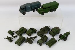 Dinky - A group of unboxed military vehicles including medium artillery tractor # 689,