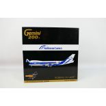 Gemini 200 - A boxed 1:200 scale Boeing 747-400F Air Bridge Cargo model in ABC Pharma livery #