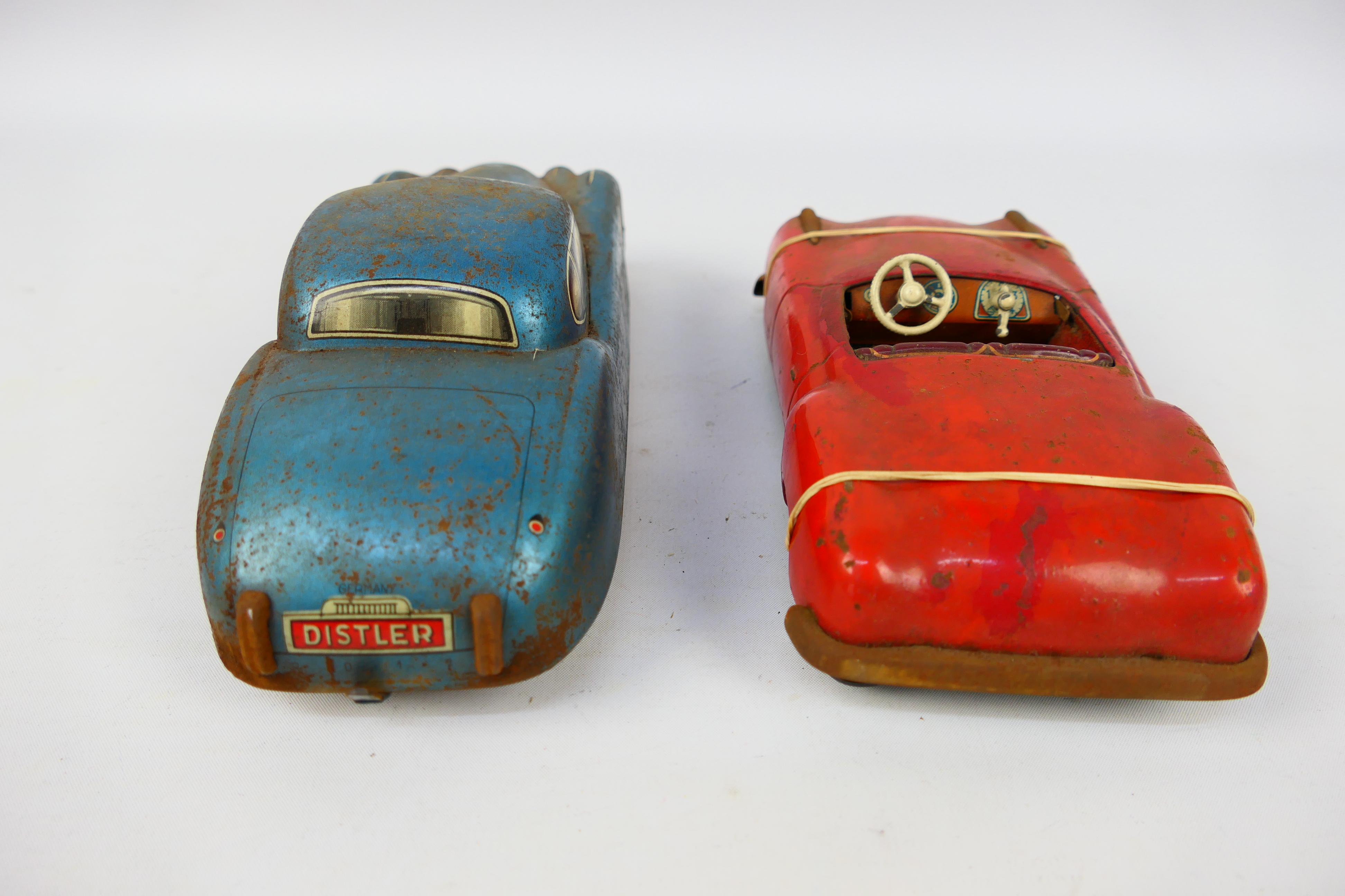 Distler - JNF - 2 x vintage tinplate cars, - Image 8 of 14