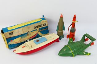 Rosenthal - Thunderbirds - Sutcliffe - 3 x vintage Thunderbird vehicles by Rosenthal Toys in play