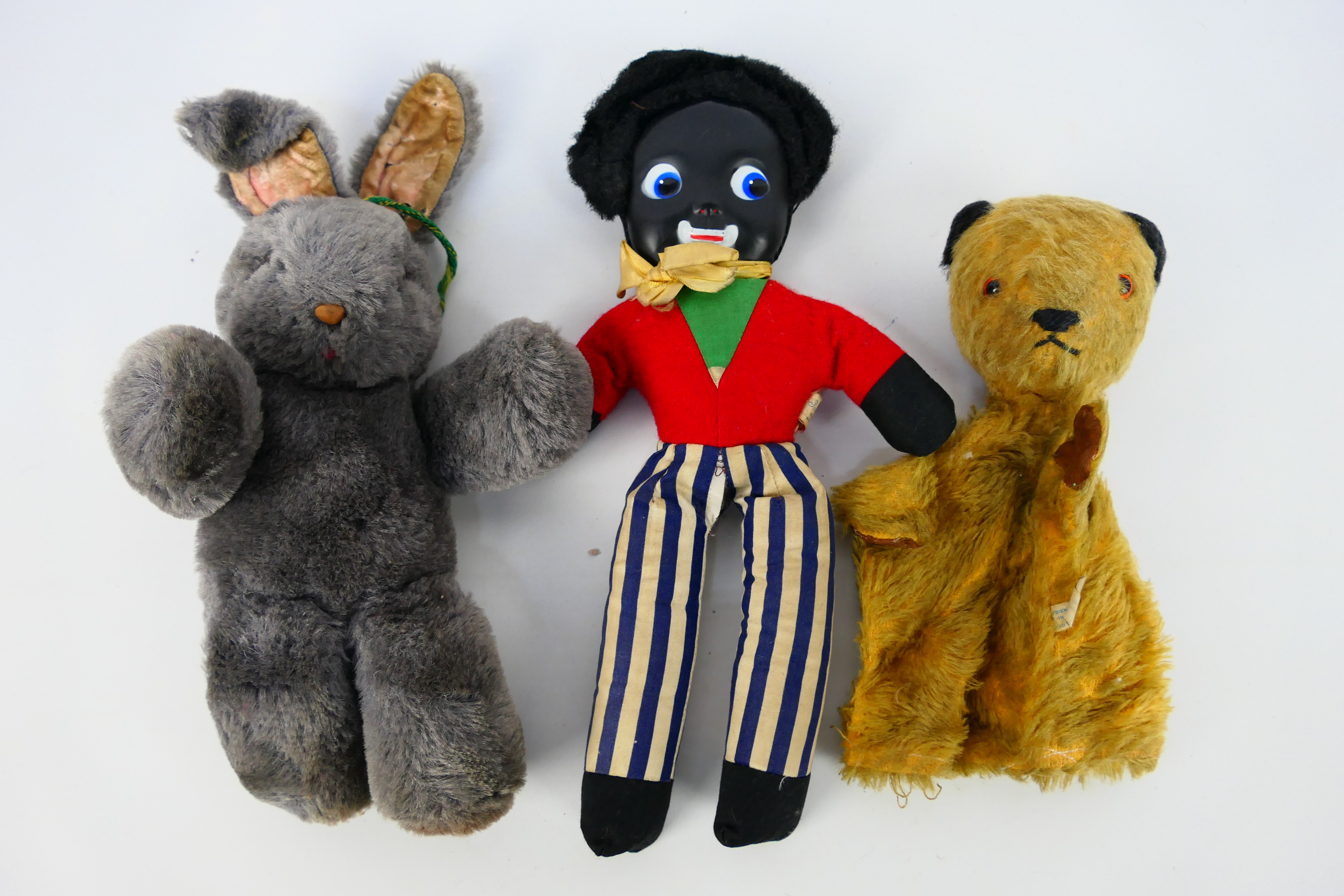 Pamela Foster - Chad Valley - Sooty - An unboxed Sooty Puppet, Golly and Bunny Plush.
