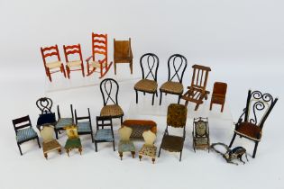 Dolls House Furniture - A collection of chairs in both wood and metal including two sets of 4 x