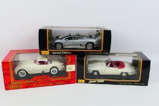 Maisto - Mira - Three boxed diecast 1:18 scale model cars,