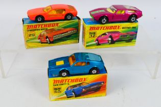 Matchbox Superfast - Three boxed Matchbox Superfast diecast model vehicles.