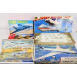 Airfix - Revell - Esci - 6 x aircraft model kits including Space Shuttle and 747 in 1:144 scale,