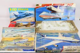 Airfix - Revell - Esci - 6 x aircraft model kits including Space Shuttle and 747 in 1:144 scale,