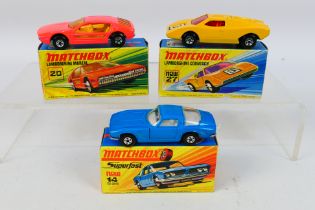 Matchbox Superfast - Three boxed Matchbox Superfast diecast model vehicles.