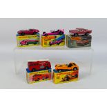 Matchbox - Superfast - 5 x boxed models, 57 Chevy # 4, Merryweather Fire Engine # 35,
