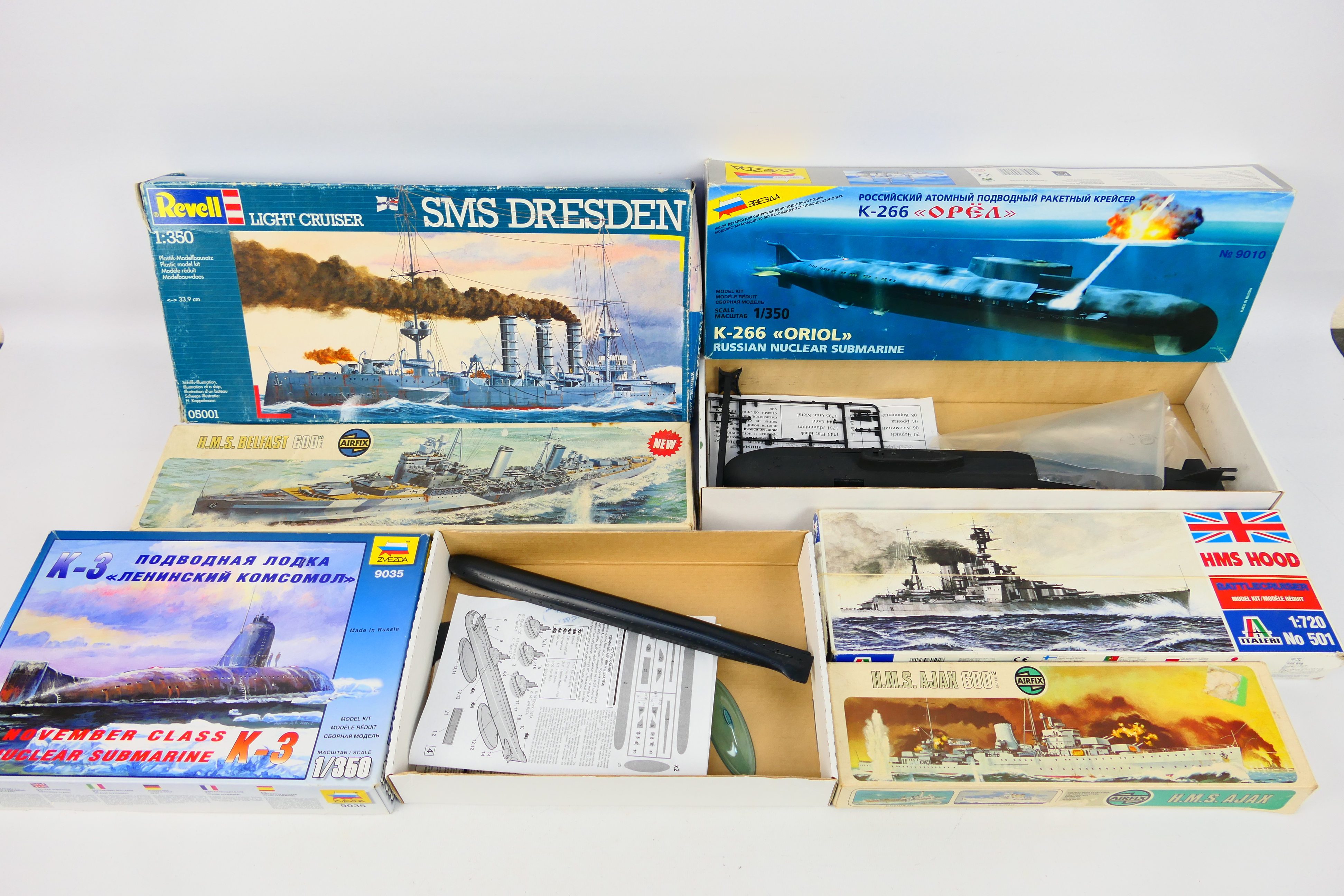 Airfix - Italeri - Zvezda - 6 x boxed model kits including H.M.S.