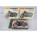 Matchbox - Revell - 3 x boxed Vincent Black Shadow motorcycle model kits in 1:12 scale,