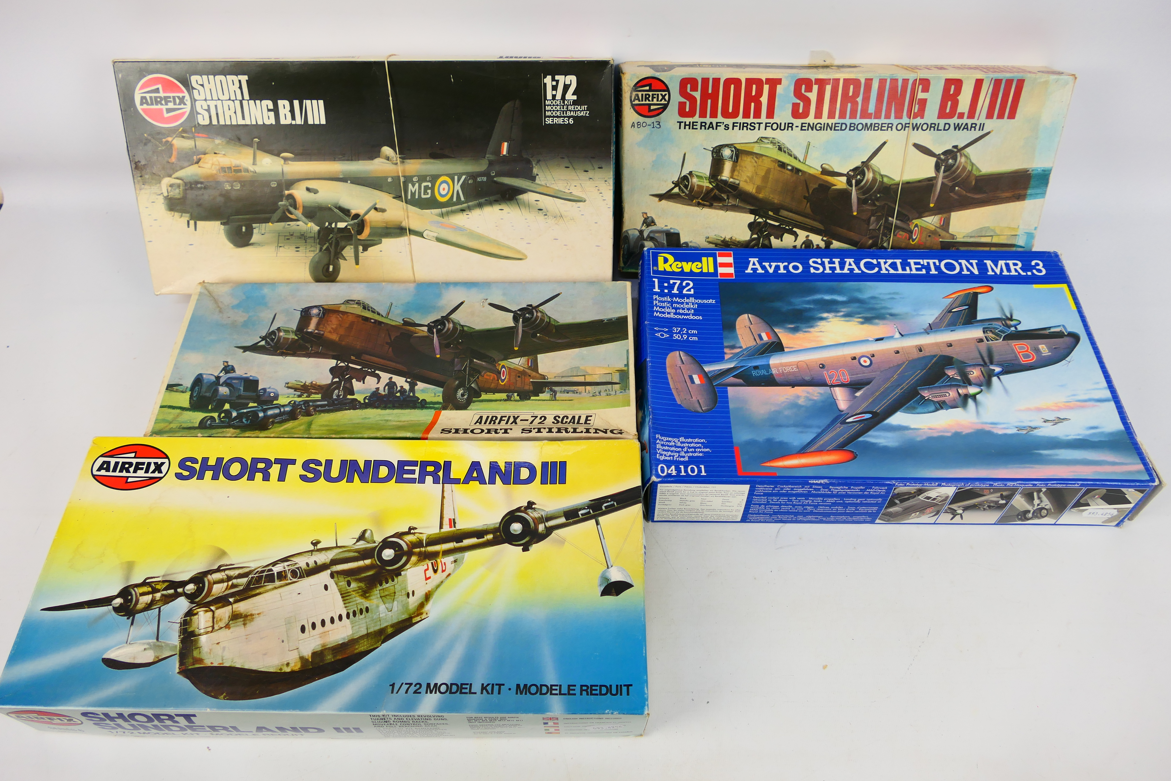 Airfix - Revell - 5 x boxed aircraft model kits in 1:72 scale, Short Stirling x 3,