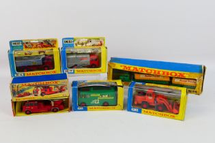 Matchbox - 6 x boxed King Size trucks including Dodge truck with twin tippers # K-16,