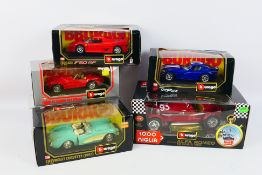 Bburago - Five boxed mainly 1:24 scale diecast model cars from Bburago.