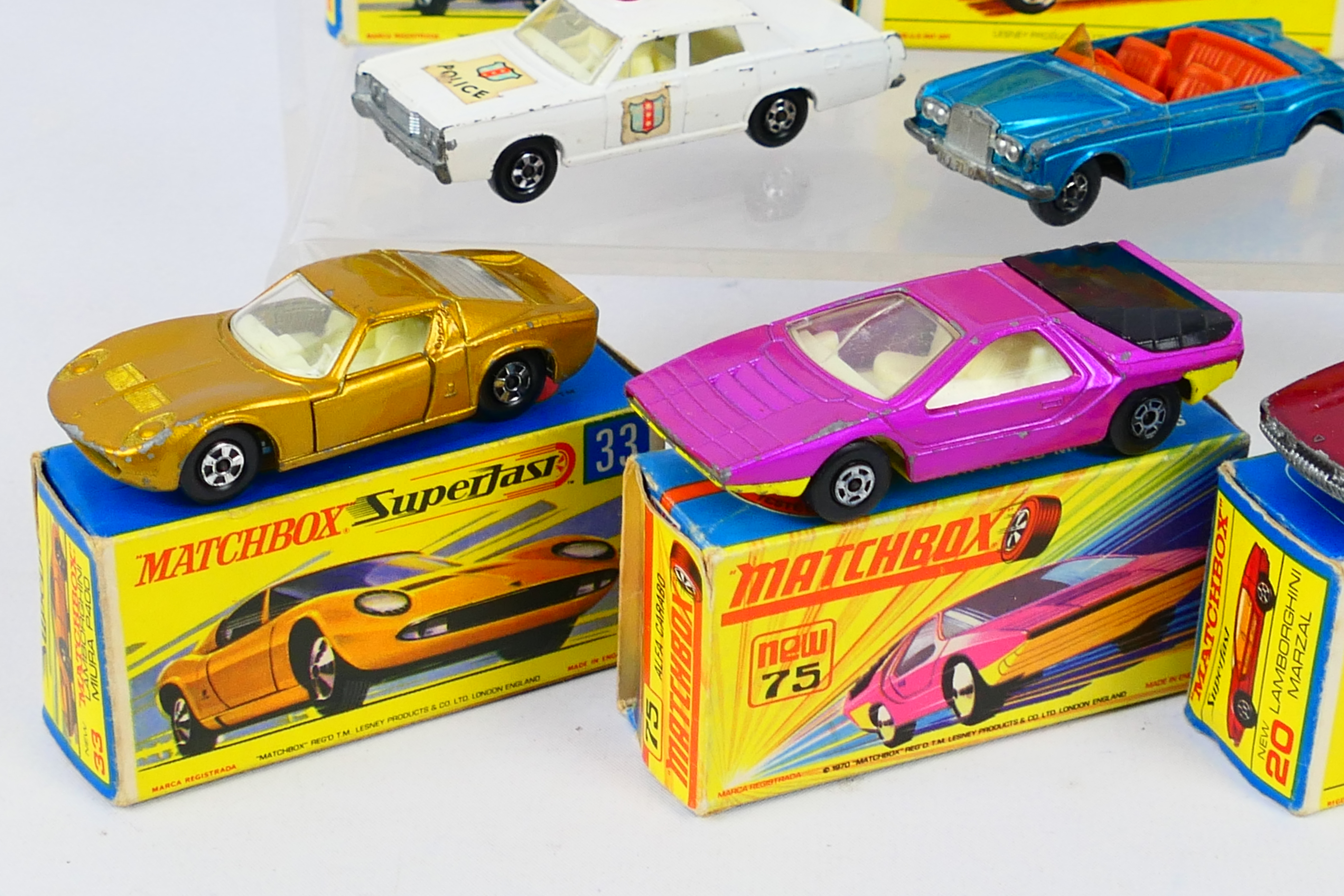 Matchbox - Superfast - 10 x boxed models including, Lamborghini Miura # 33, Ferrari Berlinetta # 75, - Image 4 of 10