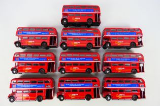 Corgi - A fleet of 10 unboxed Corgi CC25907 AEC Routemaster 1:50 scale double deck buses.