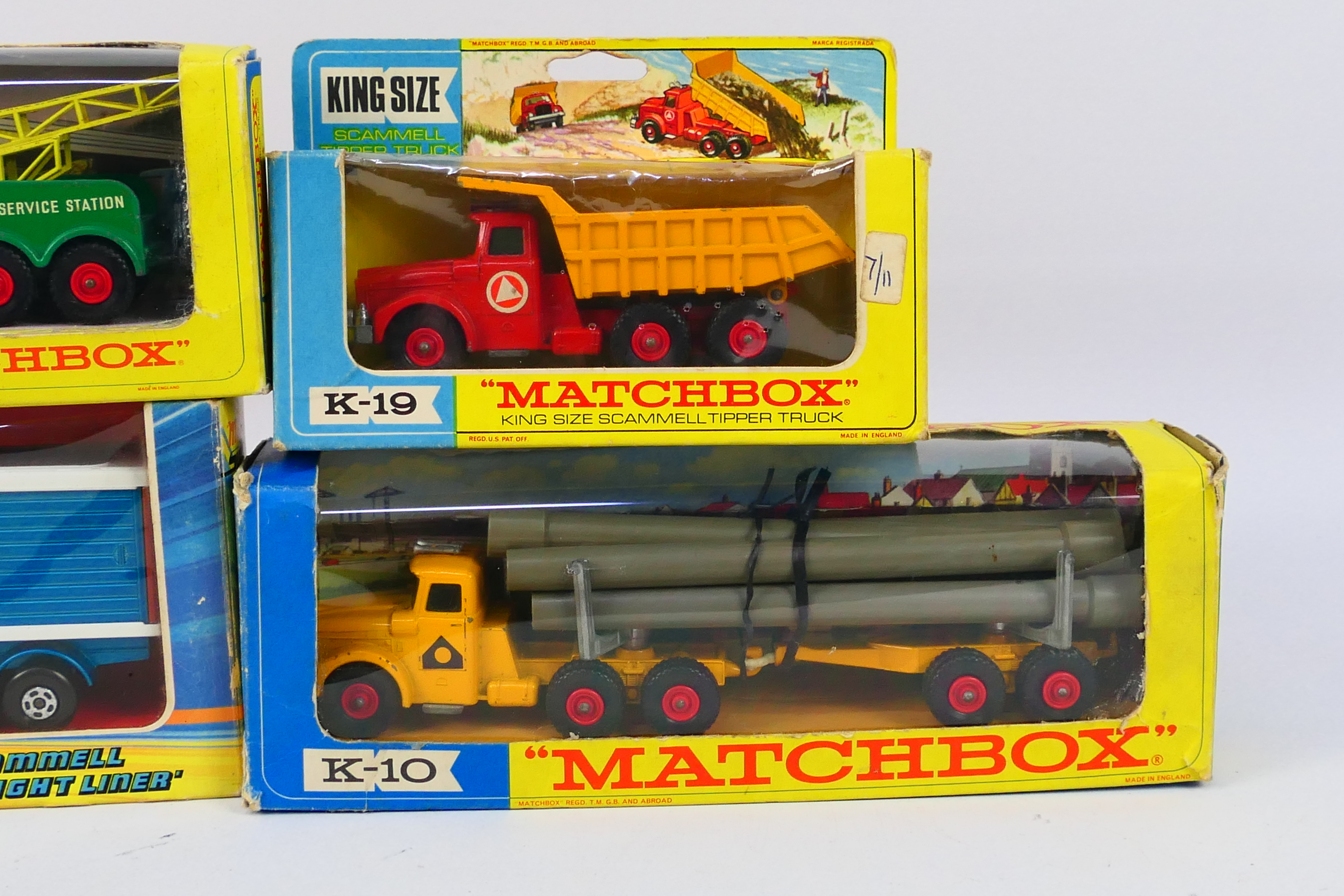 Matchbox - 4 x boxed King Size / Super King models, Scammell tipper truck # K-19, - Image 3 of 4