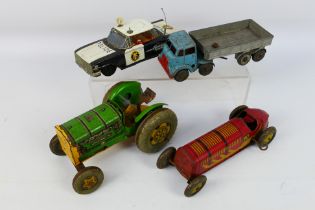 Mettoy - Ichiko - A clockwork Mettoy tractor with working motor, a clockwork Mettoy lorry,