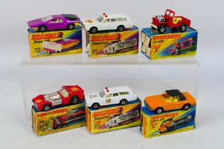 Matchbox Superfast - Six boxed Matchbox Superfast diecast model vehicles.