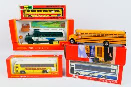 Diapet - Tomica Dandy - Five boxed Japanese and Taiwan made diecast model buses in various scales,