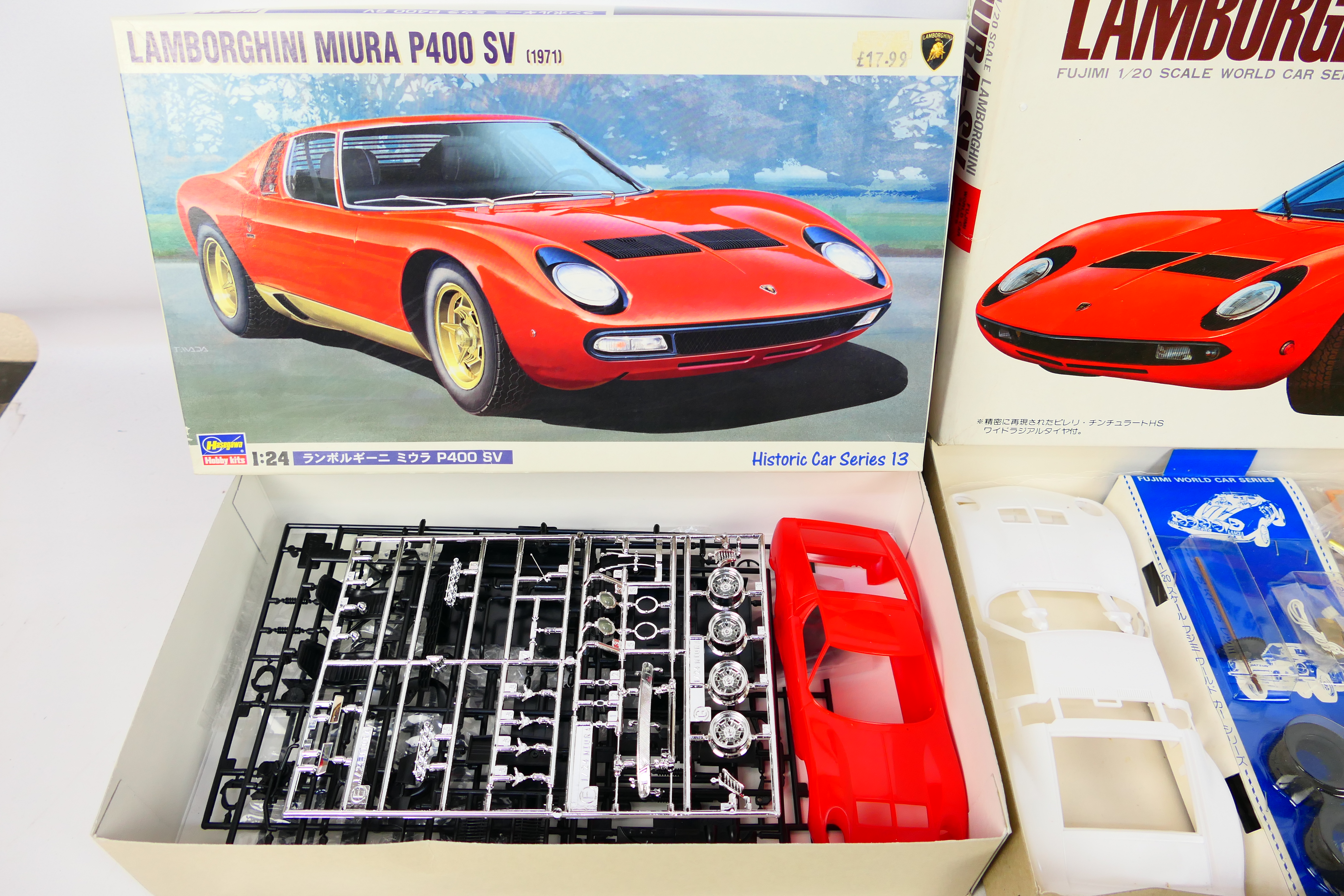 Fujimi - Hasegawa - Two boxed vintage Lamborghini plastic model car kits. - Image 2 of 4