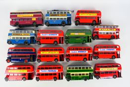 Corgi - A group of 15 unboxed Corgi 1:50 scale diecast double deck model buses in various liveries.