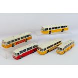 Tekno - Five unboxed diecast 1:50 scale model buses from Tekno.