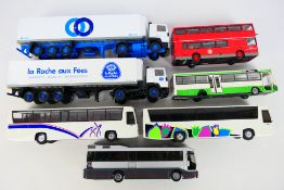 NZG - Eligor - Other - An unboxed group of seven diecast 1:50 scale model vehicles coaches.
